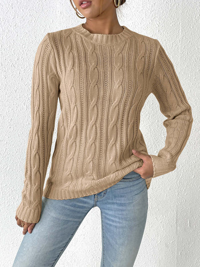 Twist Knit Solid Color Pullover Casual Sweater