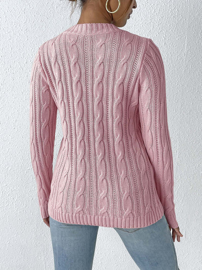 Twist Knit Solid Color Pullover Casual Sweater