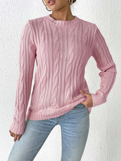 Twist Knit Solid Color Pullover Casual Sweater