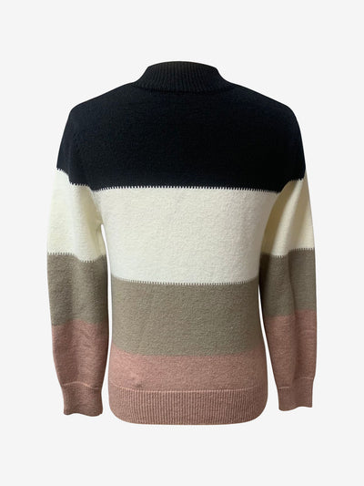 Colorblock Mock Neck Long Sleeve Pullover Sweater