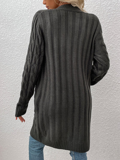 Long Sleeves Cable Knit Button Down Cardigan