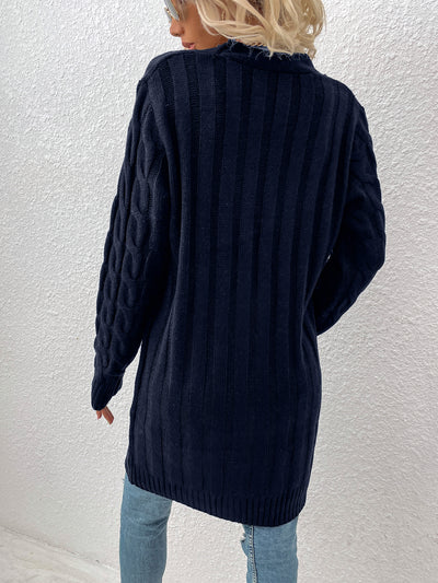 Long Sleeves Cable Knit Button Down Cardigan