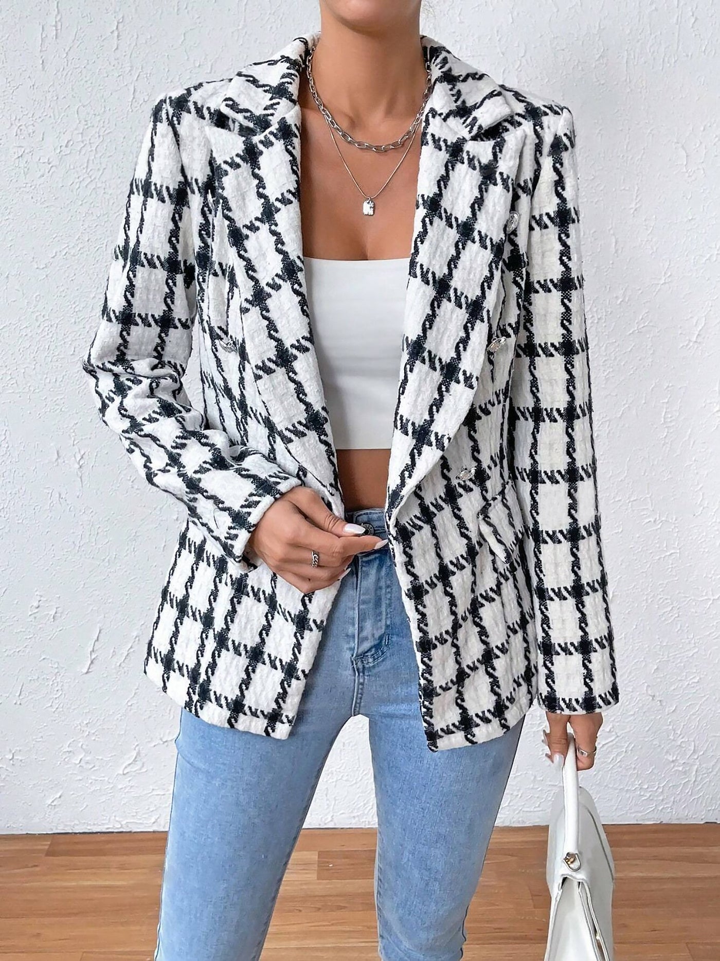 Allegra K Notched Lapel Long Sleeves Textured Buttoned Blazer