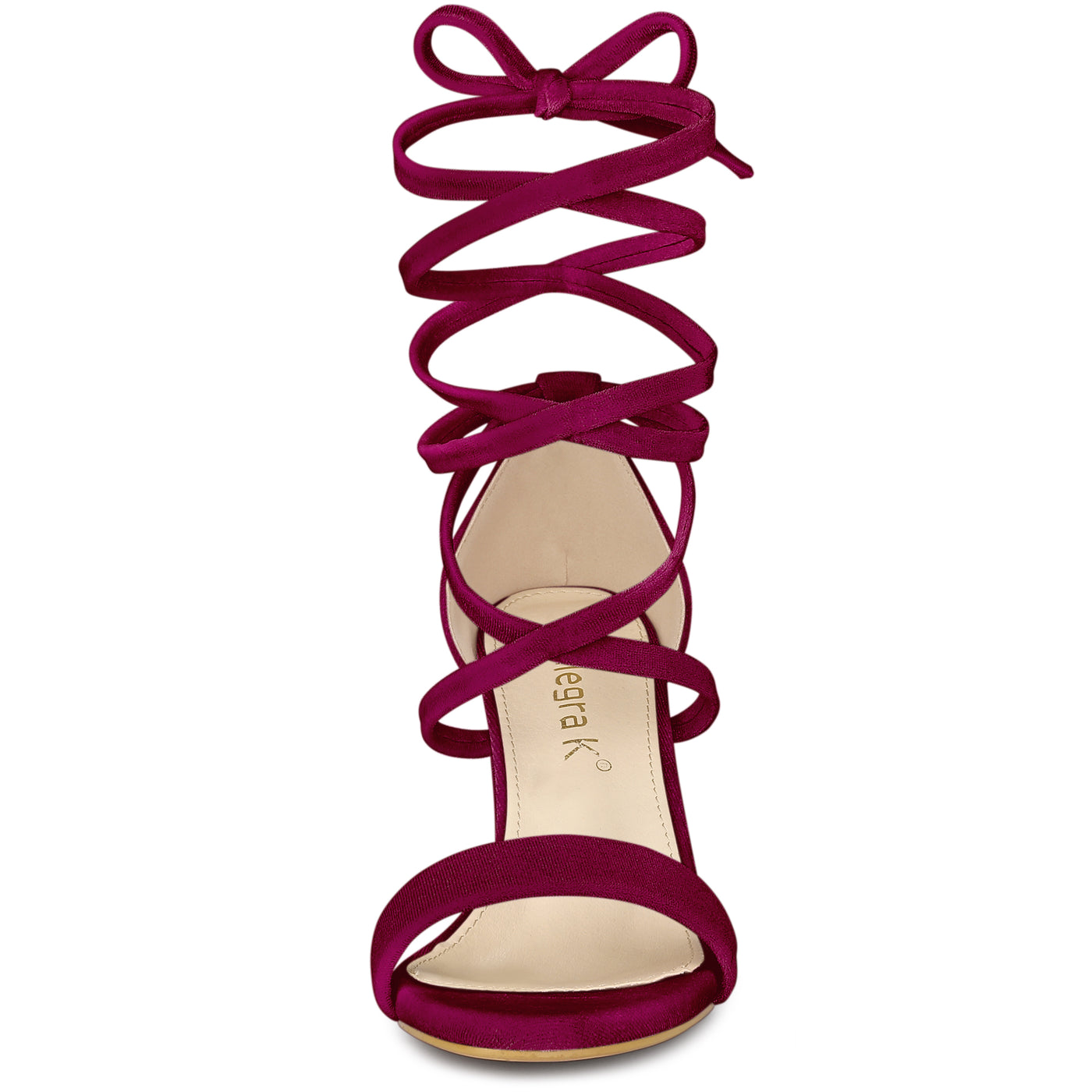 Allegra K Women's Faux Velvet Lace Up Chunky Heel Strappy Sandals