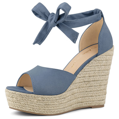 Espadrilles Tie Up Ankle Strap Platform Wedges Sandals