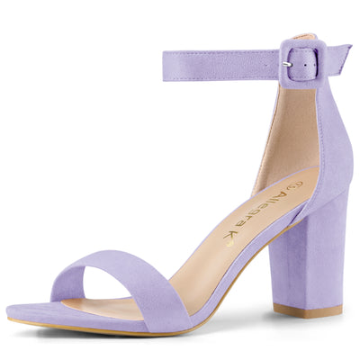 Faux Suede High Chunky Heel Buckle Ankle Strap Sandals