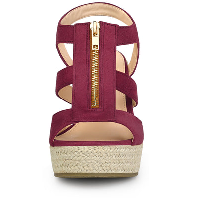 Women's Platform Heels Slingback Zipper Wedge Sandals