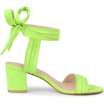 Open Toe Ankle Tie Back Block Heel Sandals