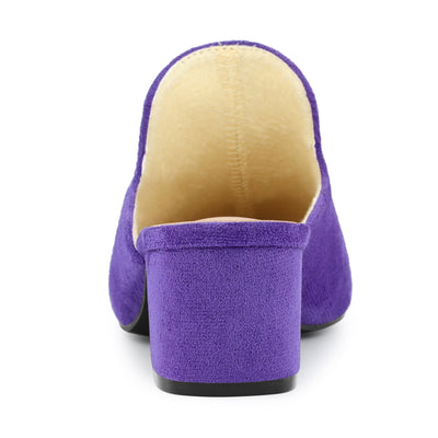 Women's Slip on Pointed Toe Chunky Heels Slide Mules