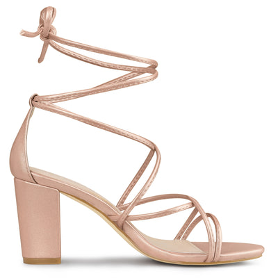 Lace Up Strappy Straps Chunky Heel Sandals