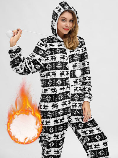 Christmas Deer Snowflake Flannel Loungewear Sleepwear