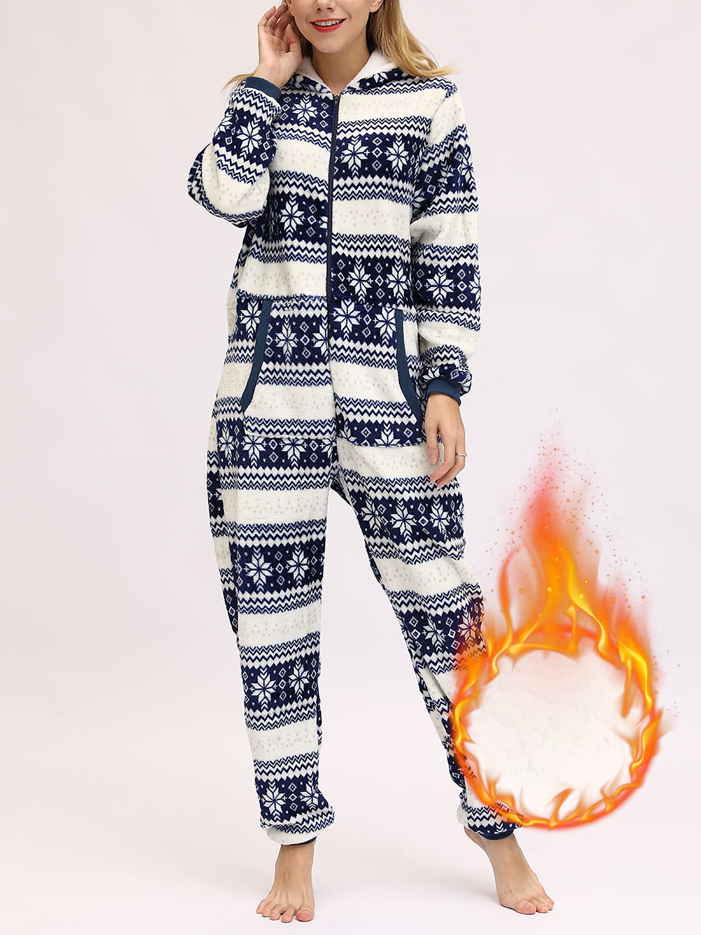 Allegra K Christmas Deer Snowflake Flannel Loungewear Sleepwear