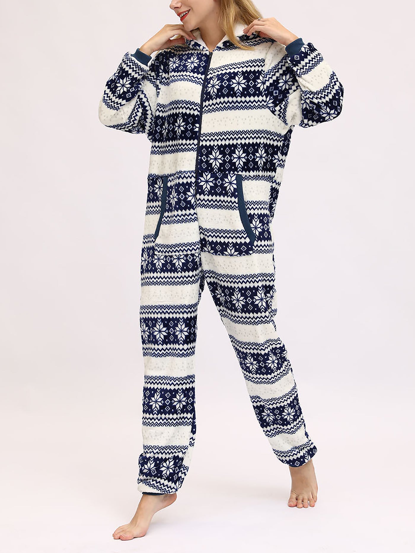 Allegra K Christmas Deer Snowflake Flannel Loungewear Sleepwear