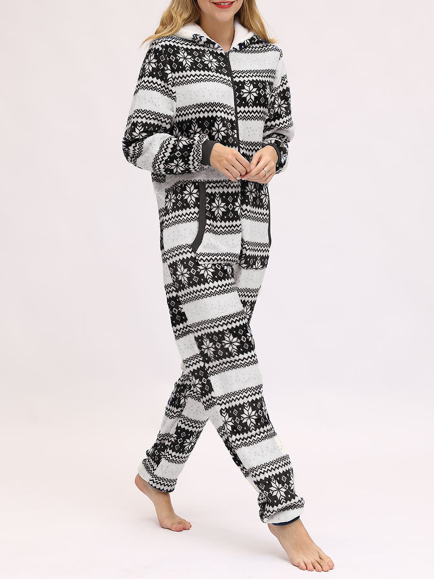 Allegra K Christmas Deer Snowflake Flannel Loungewear Sleepwear