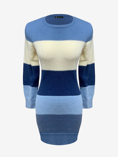 Knit Striped Colorblock Mini Bodycon Sweater Dress