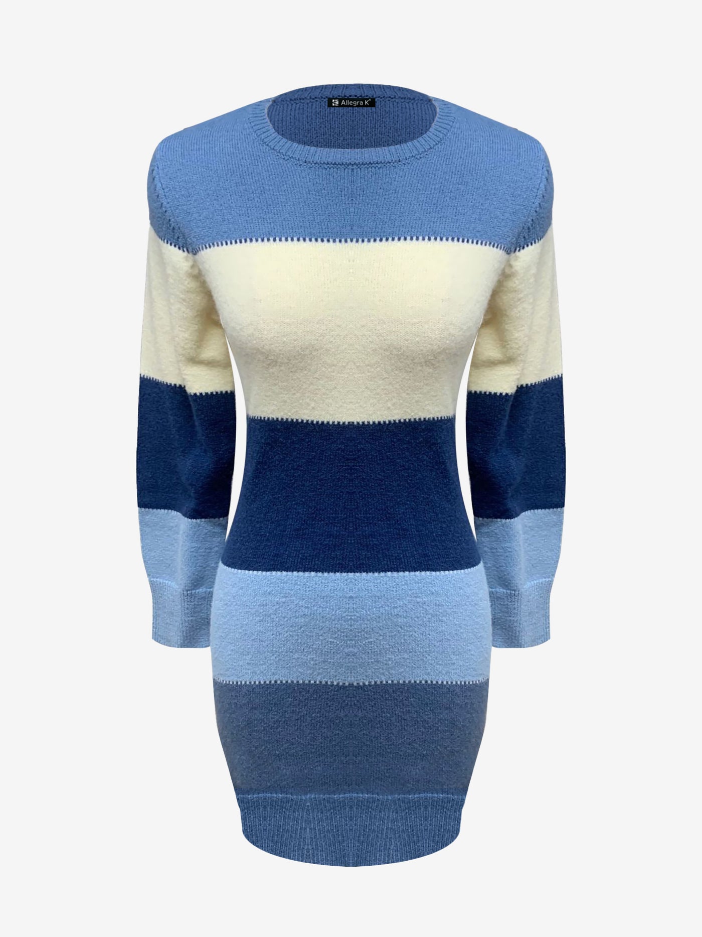 Allegra K Knit Striped Colorblock Mini Bodycon Sweater Dress