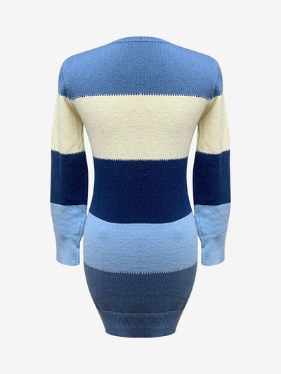 Knit Striped Colorblock Mini Bodycon Sweater Dress