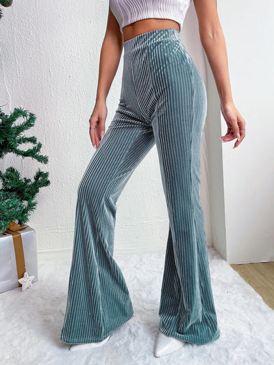 Allegra K Corduroy Solid Color Casual Bell-Bottoms Trousers Pants