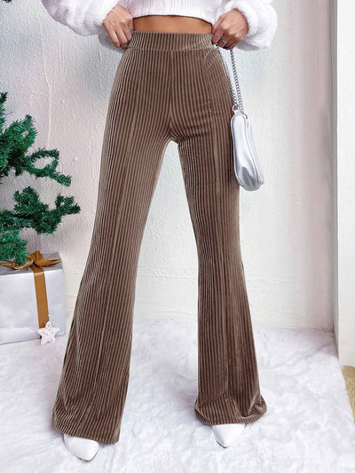 Corduroy Solid Color Casual Bell-Bottoms Trousers Pants