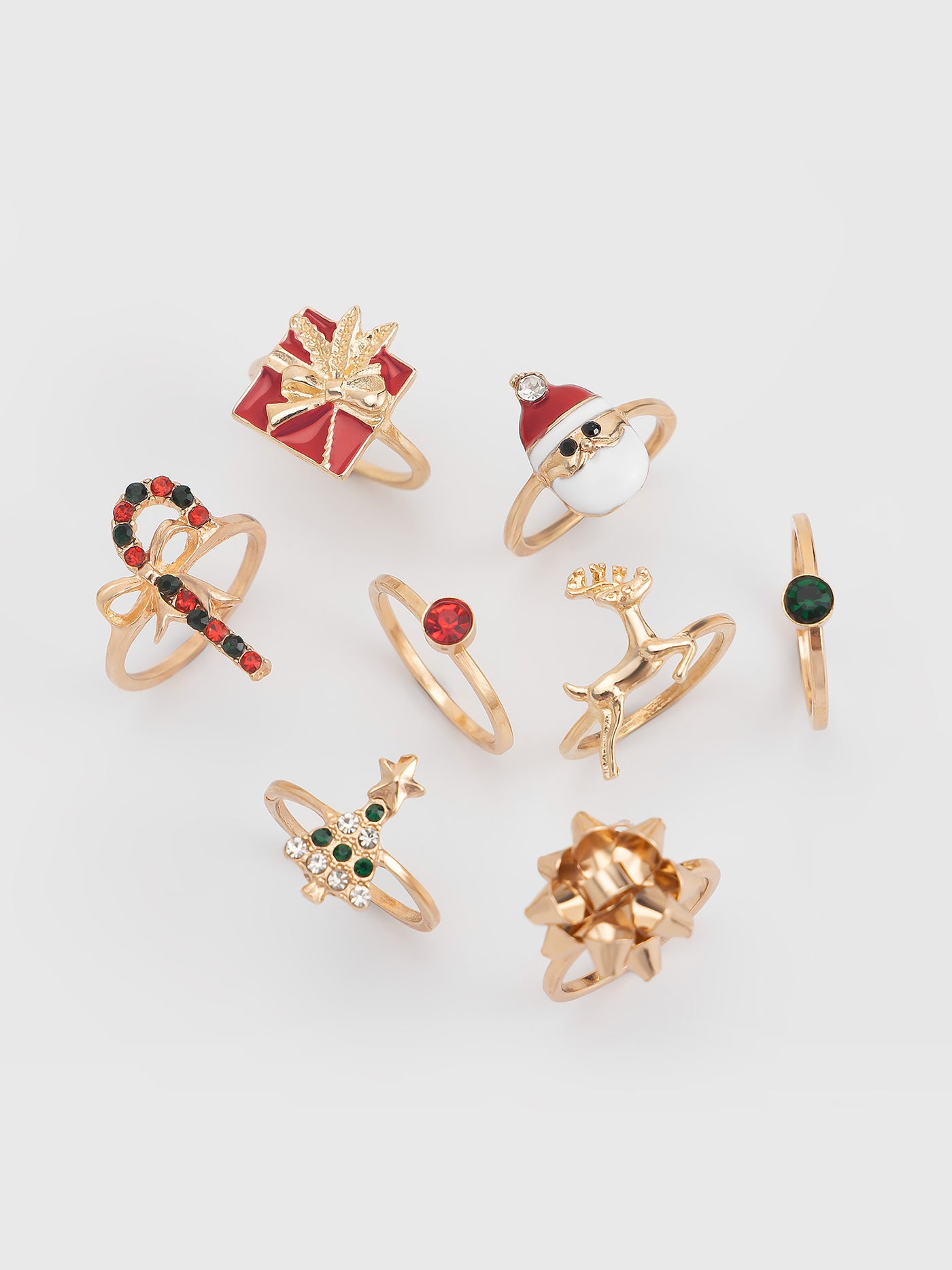 Allegra K 8 Pieces Christmas Candy Elk Santa Claus Rings Set