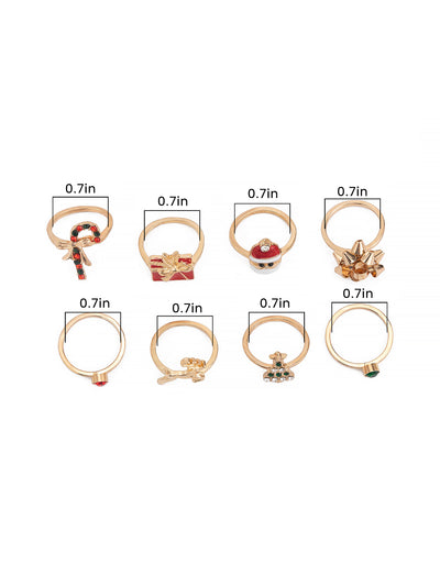 8 Pieces Christmas Candy Elk Santa Claus Rings Set