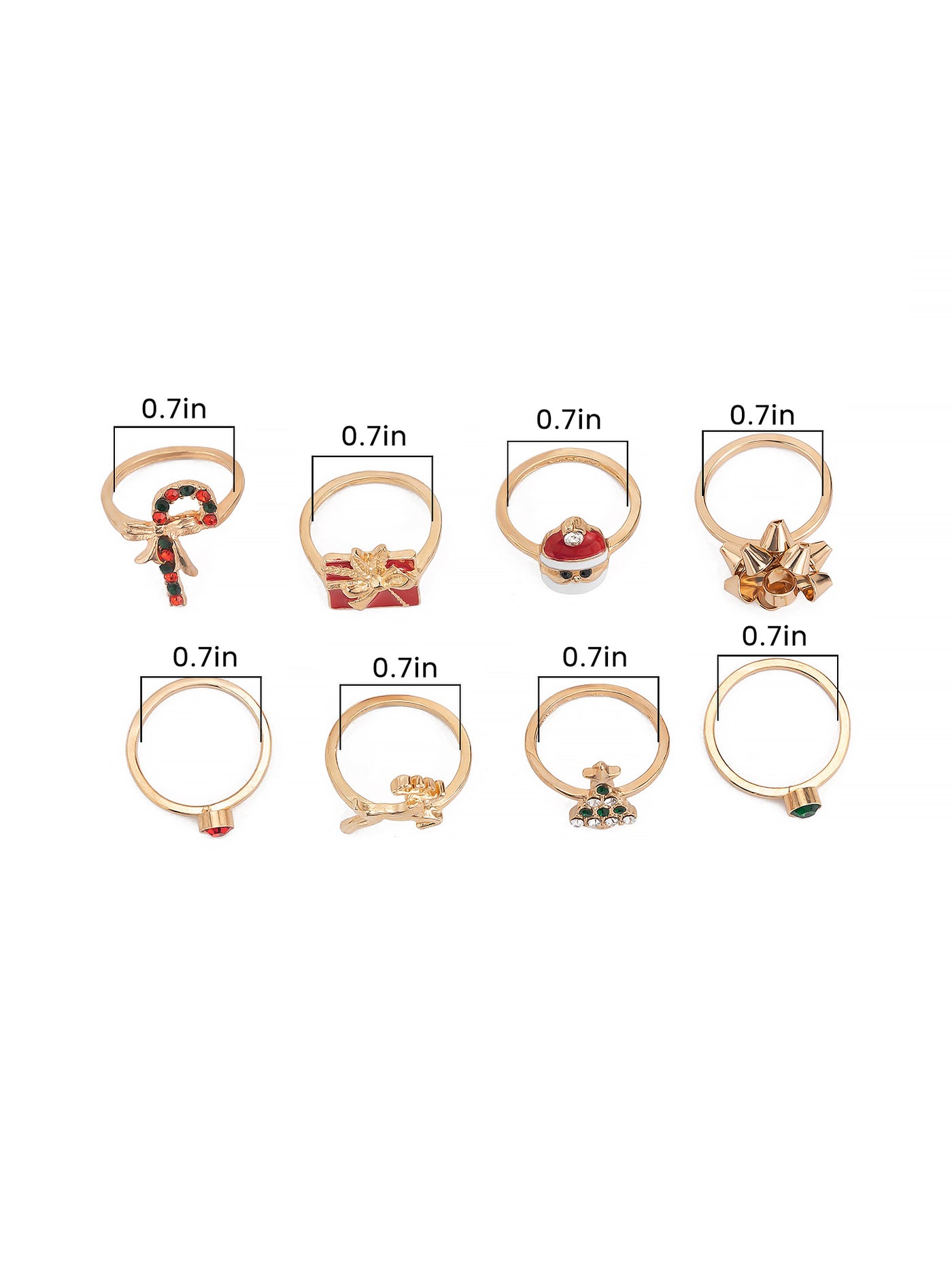 Allegra K 8 Pieces Christmas Candy Elk Santa Claus Rings Set