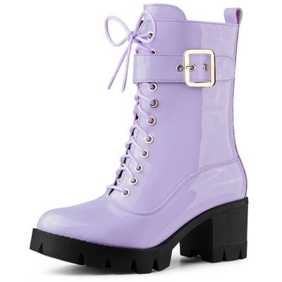 Zip Platform Chunky Heel Combat Boots