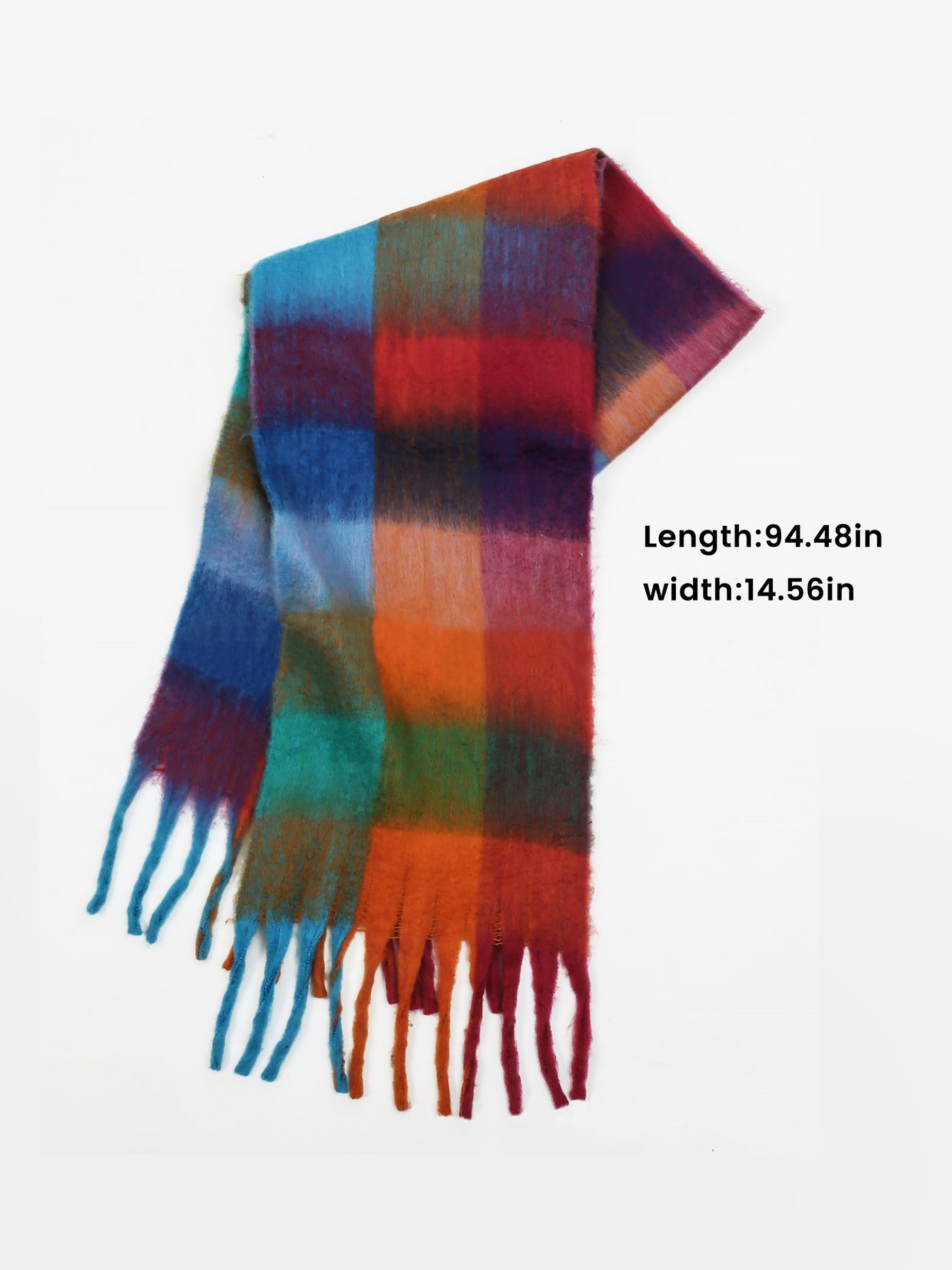 Allegra K Colorful Plaid Tassel Long Warm Winter Scarf