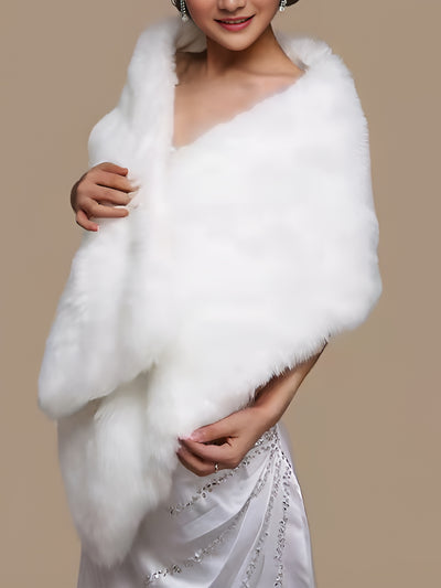 Solid Color Faux Fur Prom Wedding Dress Shawl