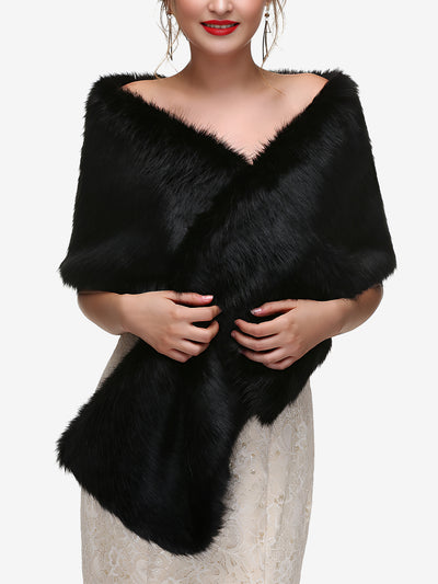 Solid Color Faux Fur Prom Wedding Dress Shawl