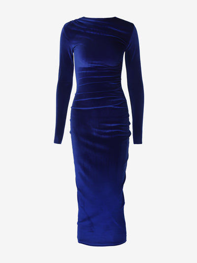 Velvet Ruched Long Sleeves Bodycon Maxi Dress