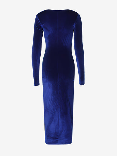 Velvet Ruched Long Sleeves Bodycon Maxi Dress