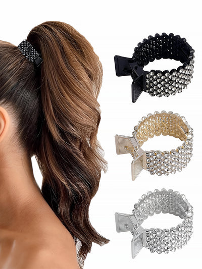 3 Packs Rhinestone Alloy Hairpin Grabber Hair Accessories Set