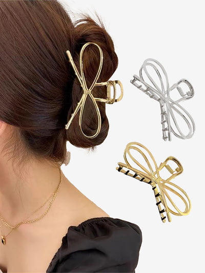 2 Packs Bow Shape Simple Ponytail Clip Hair Accessories