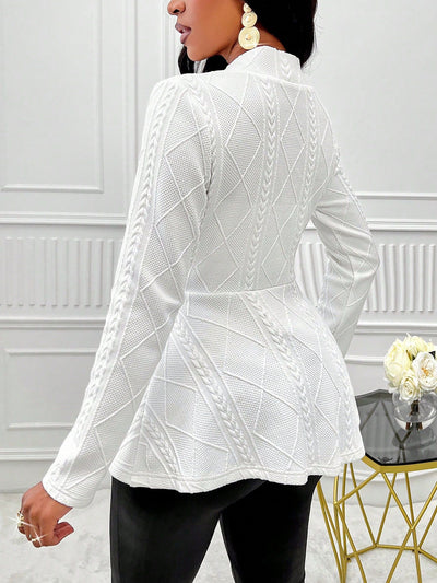 Textured Long Sleeves One Buttoned Peplum Jacket