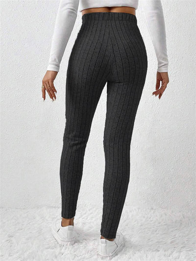 Solid Color Tie Waist Lace-up Casual Leggings Pants