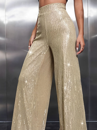 Sequin Glitter Party High Waist Wide Leg Pants