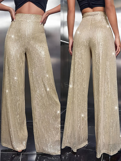 Sequin Glitter Party High Waist Wide Leg Pants