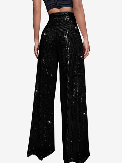 Sequin Glitter Party High Waist Wide Leg Pants