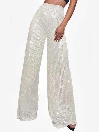 Sequin Glitter Party High Waist Wide Leg Pants