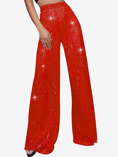 Sequin Glitter Party High Waist Wide Leg Pants