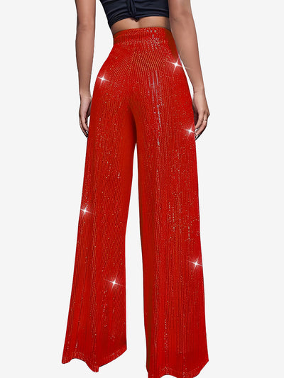 Sequin Glitter Party High Waist Wide Leg Pants