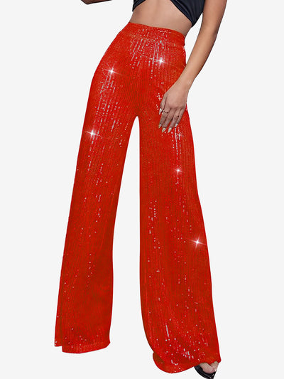 Sequin Glitter Party High Waist Wide Leg Pants