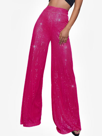 Sequin Glitter Party High Waist Wide Leg Pants