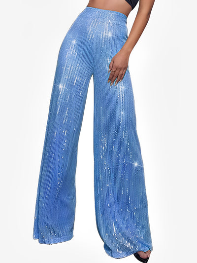 Sequin Glitter Party High Waist Wide Leg Pants