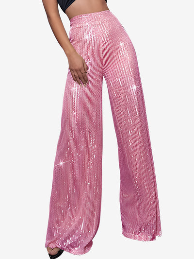 Sequin Glitter Party High Waist Wide Leg Pants