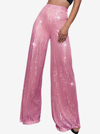 Sequin Glitter Party High Waist Wide Leg Pants