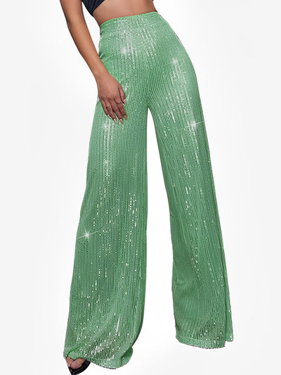 Sequin Glitter Party High Waist Wide Leg Pants