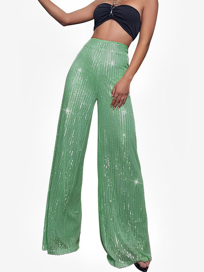 Sequin Glitter Party High Waist Wide Leg Pants