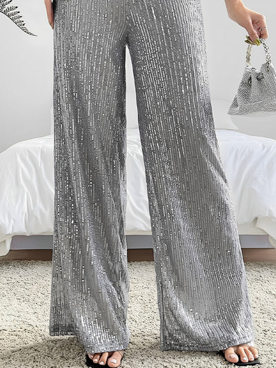 Sequin Glitter Party High Waist Wide Leg Pants